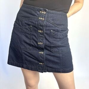Free People Dark Denim Button-Down Mini Skirt – Size 8